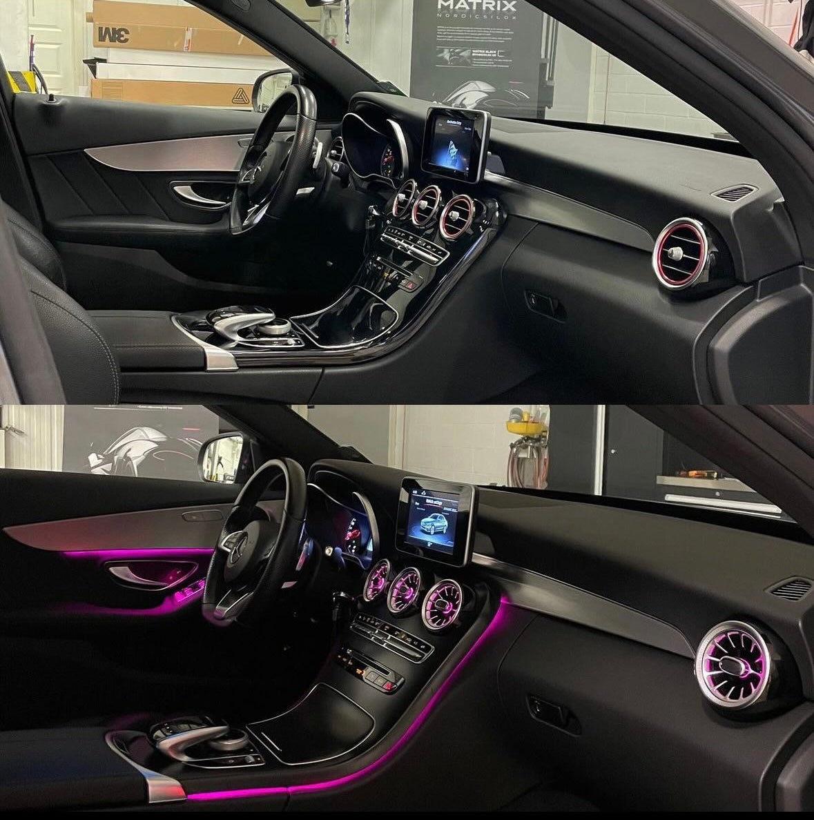 Mercedes C-klass ambient light och foliering förskottsbetalning