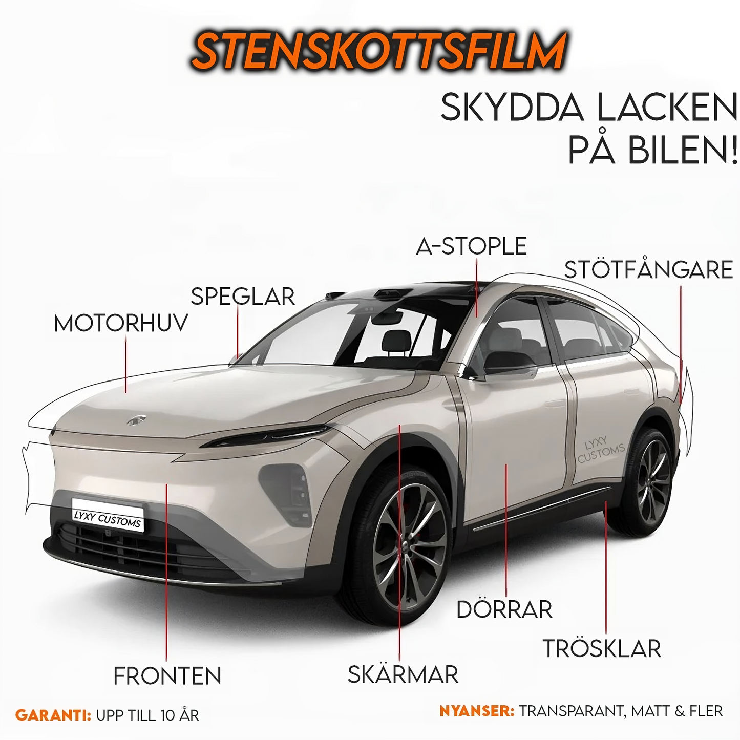 Stenskottskydd till Tesla audi mercedes