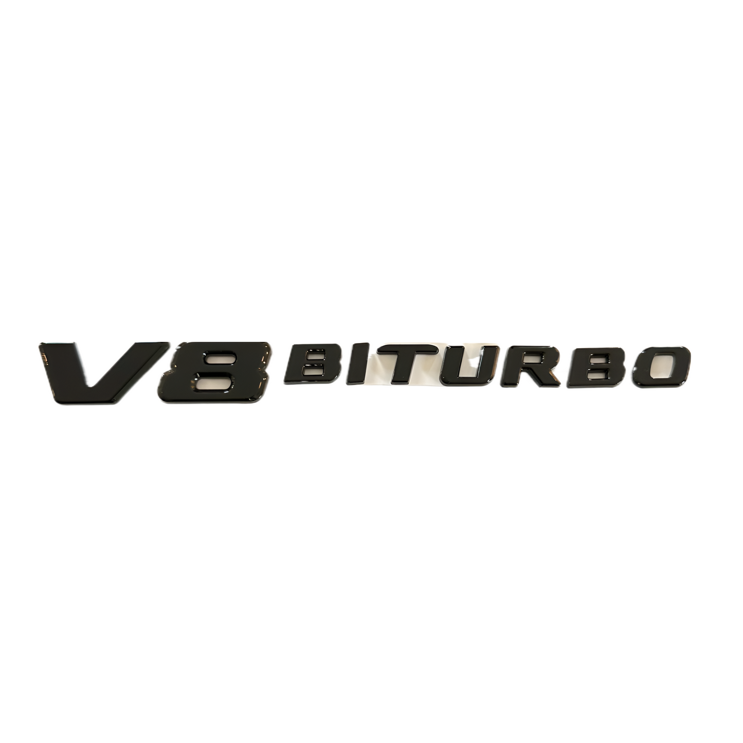 V8 BITURBO Mercedes blanksvart emblem